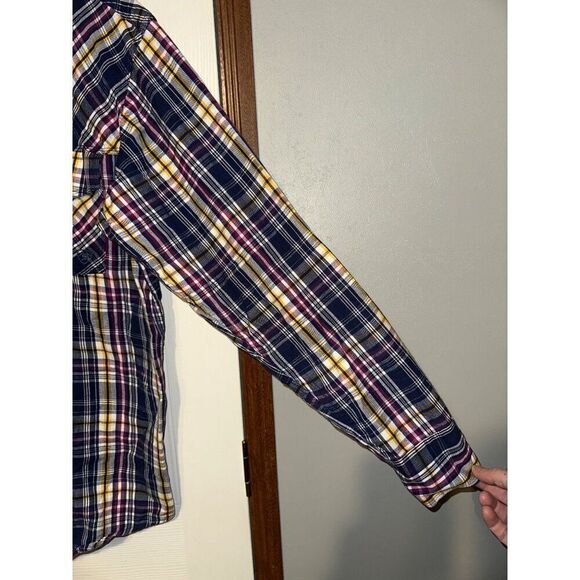 Ariat Men’s Plaid Button Up Shirt -Navy/Maroon/Yellow/WhiteSize XL - Picture 7 of 13